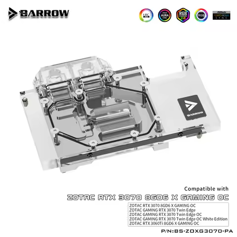 Barrow 3070 GPU cooler PC Water Cooling video Water Block for for ZOTAC 3070 X GAMING Aurora LRC2.0 
