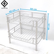 Kệ chén đĩa INOX cao cấp 2 tầng(40x60 40x50) có sóng đĩa kệ nhà bếp để tô chén bát đĩa chất liệu INO