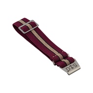 Tali / Strap Jam Tangan Strap Guy MN-MAR-SND-EX-19A Maroon Nylon Dual Tone Stripe Silver Folding Cla