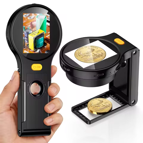 2-in-1 Digital Microscope With 8leds Coin Video Microscopes Foldable Magnifying Glass 2Inch For Elec