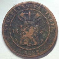 Uang koin kuno 1 Cent Nederlandsch Indie Tahun 1857 ( f )