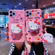 VIVO Y1s X9 V5 Plus X50 X60 X60 Pro X70 X70 Pro X80 X80 Pro V11i V11 V11 Pro X21S V15 V15 Pro S1 Y7s Cartoon Hello Kitty Phone Case Soft Back Cover with Holder Stand Lanyard