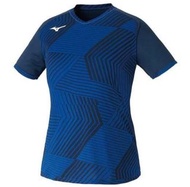 【💥日本直送】Mizuno V領 雙面 速乾 短袖 比賽 乒乓球衣 襯衫 運動衫 上衣 女士 海軍色x藍色