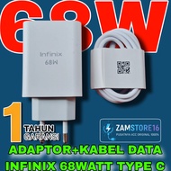 [ORIGINAL] CHARGER + DATA CABLE INFINIX 68W / 68WATT USB TYPE C SUPER CHARGE INFINIK TEPSI ORIGINAL