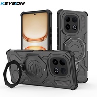 KEYSION เคสแม่เหล็กกันกระแทกสำหรับ IQOO Z10 Turbo Pro 5G ฝาหลังขาตั้งแหวนโลหะสดแบบตั้งตรงสำหรับ IQOO