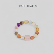 CACO Assorted Crystal Gemstone Bracelet Amethyst Aquamarine Rose Quartz "Oracle" 18k Gold Plated (1 