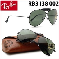 Original RayBan Aviator Shooter Fashion Casual Sunglasses RB3138 002 Black Green