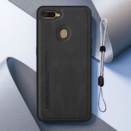 For OPPO A12 A12s A5s A7 Fashion Business Leather case with Adjustable Mobile phone lanyard