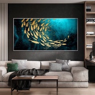 lukisan abstrak teksture modern lukisan ikan koi emas aesthetic lukisan gold fish abstrak hiasan di