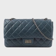 CHANEL 藍紫色 小羊皮 雙蓋 2.55 JUMBO 32cm_展示品 (籃紫色)