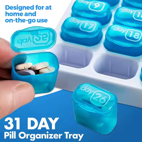 Portable Pill Medicine Case Box Holder with Removable Medication Pods for Daily Medicine/ Vitamin/Fi