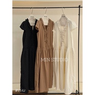 V-neck polka dot midi dress with ruffles and fairy wings 9542 M/C