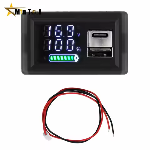 ZFX-3079 DC 9-24V Battery Capacity Indicator USB Type-C LED Digital Car Voltmeter Lithium Lead-acid 