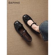 Daphne Black Leather Summer Flat - Women's Shoes