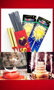 【套裝至抵】煙花蠟燭 生日蠟燭 仙女棒 星心火光