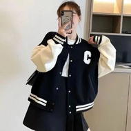 Baseball Jacket BIG Size (S - 6XL) C logo Initial Letter Name C Cute (CAN CUSTOMIZE LETTERS) DF Vars