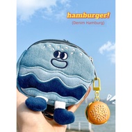 wallet wallet woman Blue Cute Fabric Funny Expression Storage Headset Bag