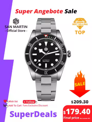 San Martin Upgraded BB58 40mm Retro Luxury Men Diver Watch NH35 Automatic Mechanical Sapphire 200m W