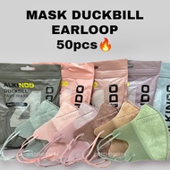 ALKINDO DUCKBILL MASK EARLOOP V MASK 10PCS AND 50PCSC 3D DESIGN 4PLY