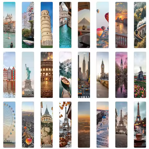 24Pcs/Set World Famous Landmarks Bookmarks Travel Theme Architecture Book Page Marker for Books Love