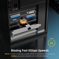 WAVLINK 1G/2.5G/5G/10G Base-T การ์ดเน็ตเวิร์ก1000/100/10Mbps PCI Express อะแดปเตอร์อีเทอร์เน็ตพร้อม 