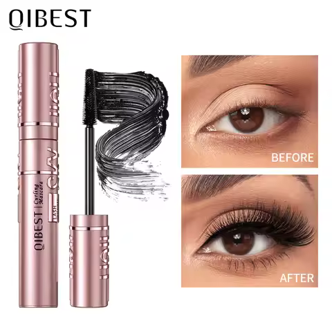 QIBEST New Silk Fiber Black Mascara Waterproof Long Lasting Extension Eyelashes Lengthening Curling 
