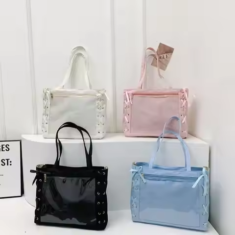 Single Badge Itabag Simple Itabag Cross Ribbon Badge Display Transparent Pocket Lace-up Idol Merchan