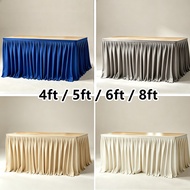 4ft / 5ft / 6ft / 8ft / 10ft Length Cloth Skirting Meja Canopy Khemah Long Table Skirting Pleated Ta