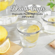 20PCS 9OZ Disposable plastic Cups Beverage Cups Wine Cups Tea Cups For Dinner Parties Gatherings
