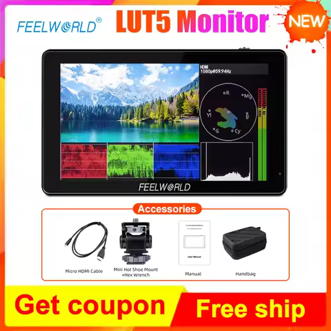 ⇔ Touch Screen Monitor Feelworld LUT5 4K 3D LUT DSLR Field 5.5 Inch 3000nit On Camera Monitor HDMI-c
