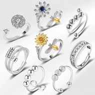 6 pieces fidget anxiety ring female rotating ring anxiety adjustable open ring set
