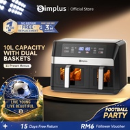 Simplus Air Fryer | 2800W丨Dual Baskets | 10L Ultra Large Capacity | LCD Screen | 11 Preset Programs 