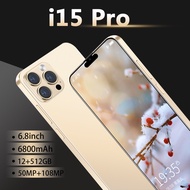 【COD】Original I15HD Pro Max Smartphone 6.8 inch HD Phone 5G Wifi (12GB Ram + 512GB Rom) Smart Gaming 6800mAh Handphone Mobilephone HD Camera Dual SIM Cellphone on Sale Free Ship murang phone