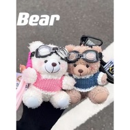 Sweater Bear Keychain SQ7R Plush Toy Cute Teddy Bear Keychain Bag Charm Creative Couple BFF Gift Acc