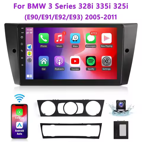 9" Touch Screen Wireless Car Radio Stereo for BMW 3 Series 328i 335i 325i (E90/E91/E92/E93) 2005-201