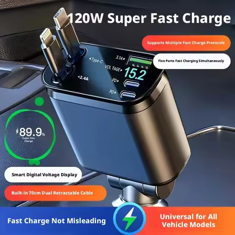 Starry Sky Top 120W Super Fast Charge PD QC3.0 USBC Car Phone Charger Type C Adapter For iPhone Sams