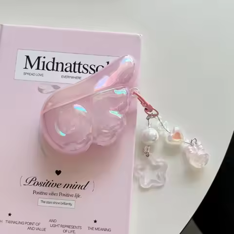 For Apple AirPods 1 2 3 4 Pro 2 3D Luxury Laser Angel Wings Earphone Protective Case Bluetooth Heads
