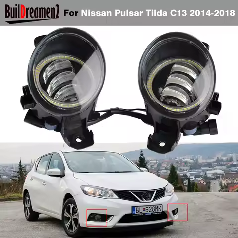 2 X Car Left + Right Angel Eye DRL LED Fog Light 30W 6000LM Fog Driving Lamp 12V For Nissan Pulsar T