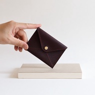 手工縫製暗酒紅老信封牛皮卡夾/零錢夾/名片夾