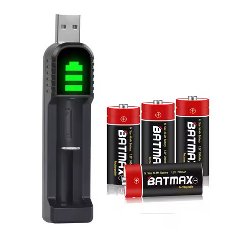 Batmax N Size LR1 Rechargeable battery Ni-Mh 1.2V 700mAh +LED USB Charger for toys,clock,flashlight,