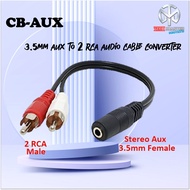 3.5mm Aux to 2 RCA Audio Cable Converter / 3.5mm Aux to 2 RCA Audio Cable / 3.5mm to 3.5mm Aux Audio