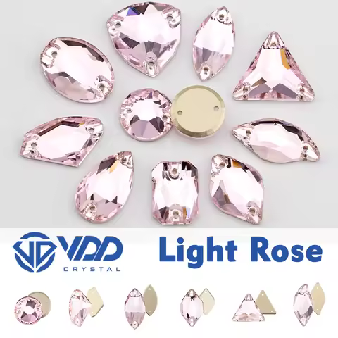 VDD S121 Light Rose Chamfer Top Quality K9 Glass Sew On Rhinestones Crystal Sewing Flatback Stones F