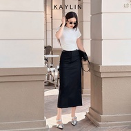 Chân váy KAYLIN kaki dài trơn phong cách công sở thanh lịch N1931