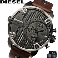 (Real Photo)Original Diesel Little Daddy Men's Chronograph Grey Dial Brown Leather Watch DZ7258 Jam Tangan Lelaki
