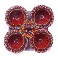 Partyforte Deepavali Painted Diya - Red Round Shape [Local Seller! Fast Delivery!]