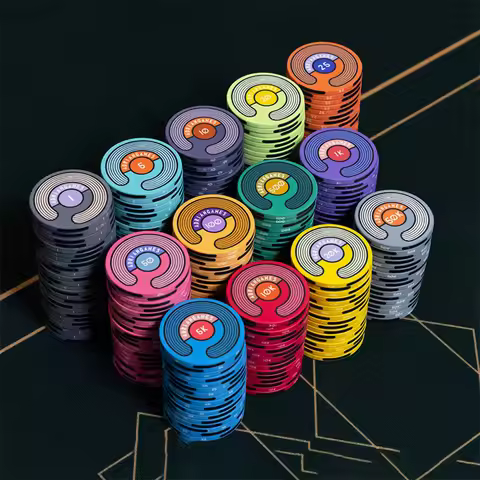 25Pcs Ceramic Texas Hold'em Poker Round Chips 39mm Double-sided Texas Hold'em Adults Casino Gambling