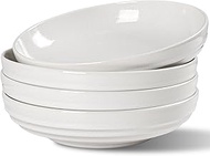 HAPPY KIT Stoneware 9'' Pasta Bowls, 42 Oz Large Salad Bowls Set of 4, Serving Bowls Perfect for Des