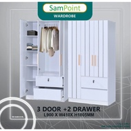 SIAP PASANG PROMOSI SamPoint Almari 3 Pintu 2 Laci / Kabinet Baju / 2 door wardrobe / almari 3 pintu