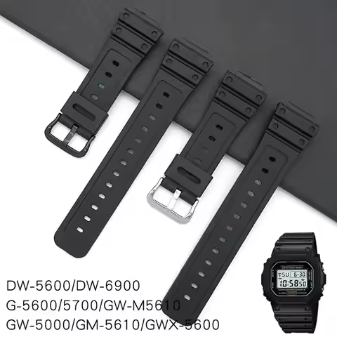 Silicone Bracelet For Casio G-Shock GW-5000/B5600/M-5610 DW5600e GLX-5600 Resin Rubber Strap 16mm Wa