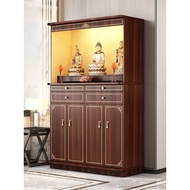 H-Y/ Buddha Niche New Chinese Style Clothes Closet Altar with Door Bodhisattva God of Wealth Cabinet Display Cabinet Bud